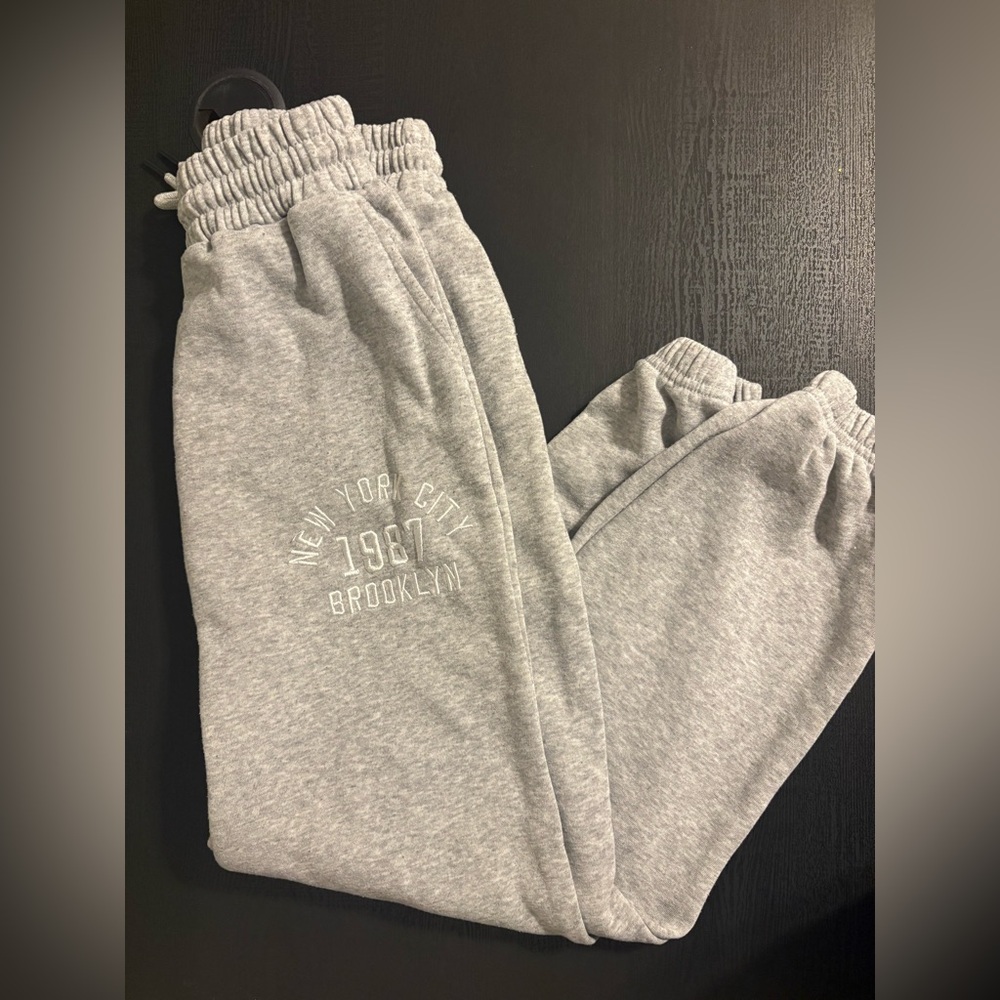 Women's Gray Cozy Track Joggers with Brooklyn Graphic